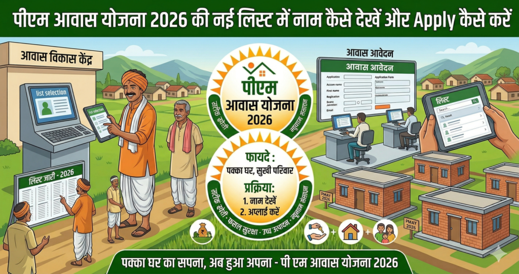 पीएम आवास योजना 2026 — नई लिस्ट में नाम कैसे देखें और Apply कैसे करें