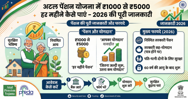 अटल पेंशन योजना में ₹1000 से ₹5000 हर महीने कैसे पाएं – 2026 की पूरी जानकारी