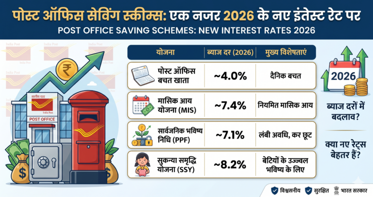 पोस्ट ऑफिस सेविंग स्कीम्स: एक नजर 2026 के नए इंटरेस्ट रेट पर